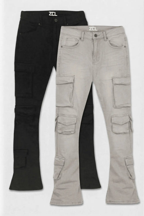 Vortex Cargo Stack Denim Bundle (Black & Grey) - Zamage
