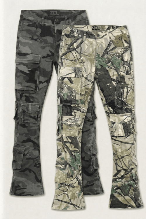 Vortex Cargo Stack Denim Bundle (Woodland & Black Camo) - Zamage