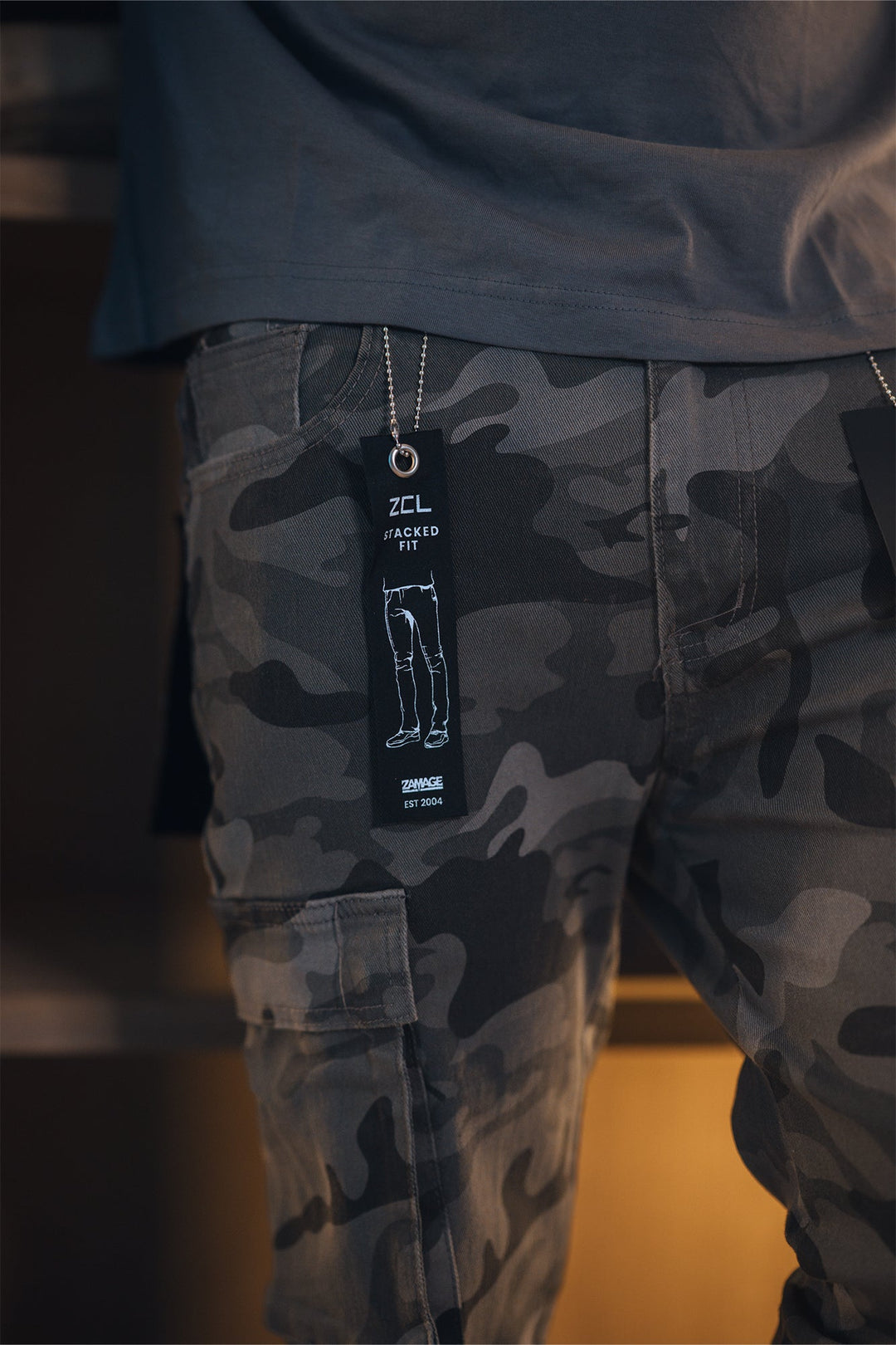 Vortex Cargo Stacked Denim (Black Camo) - Zamage