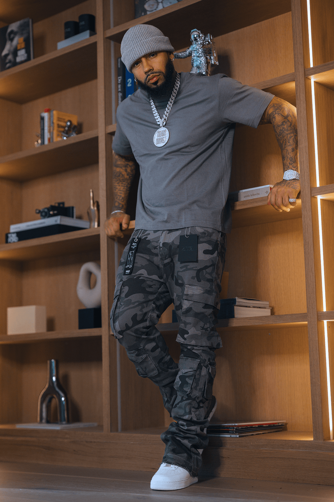 Vortex Cargo Stacked Denim (Black Camo) - Zamage