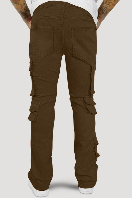 Vortex Cargo Stacked Denim (Brown) - Zamage