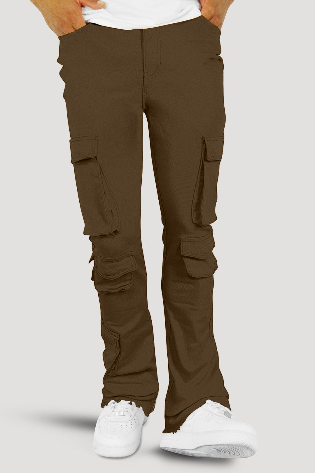 Vortex Cargo Stacked Denim (Brown) - Zamage