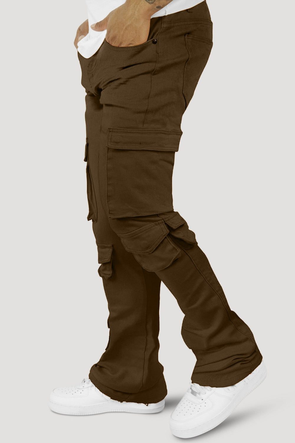 Vortex Cargo Stacked Denim (Brown) - Zamage