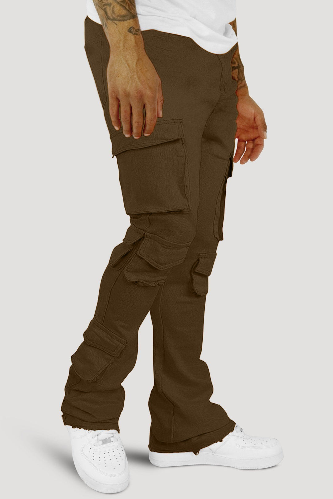 Vortex Cargo Stacked Denim (Brown) - Zamage