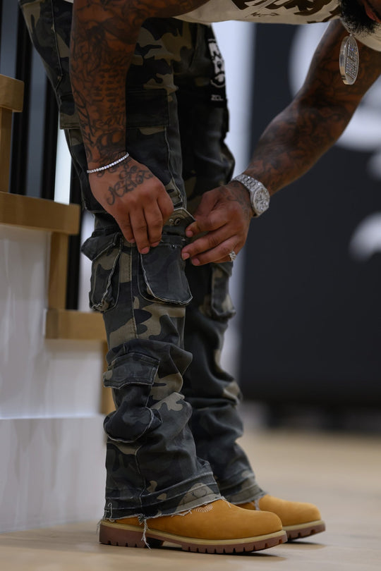 Vortex Cargo Stacked Denim (Camo) - Zamage