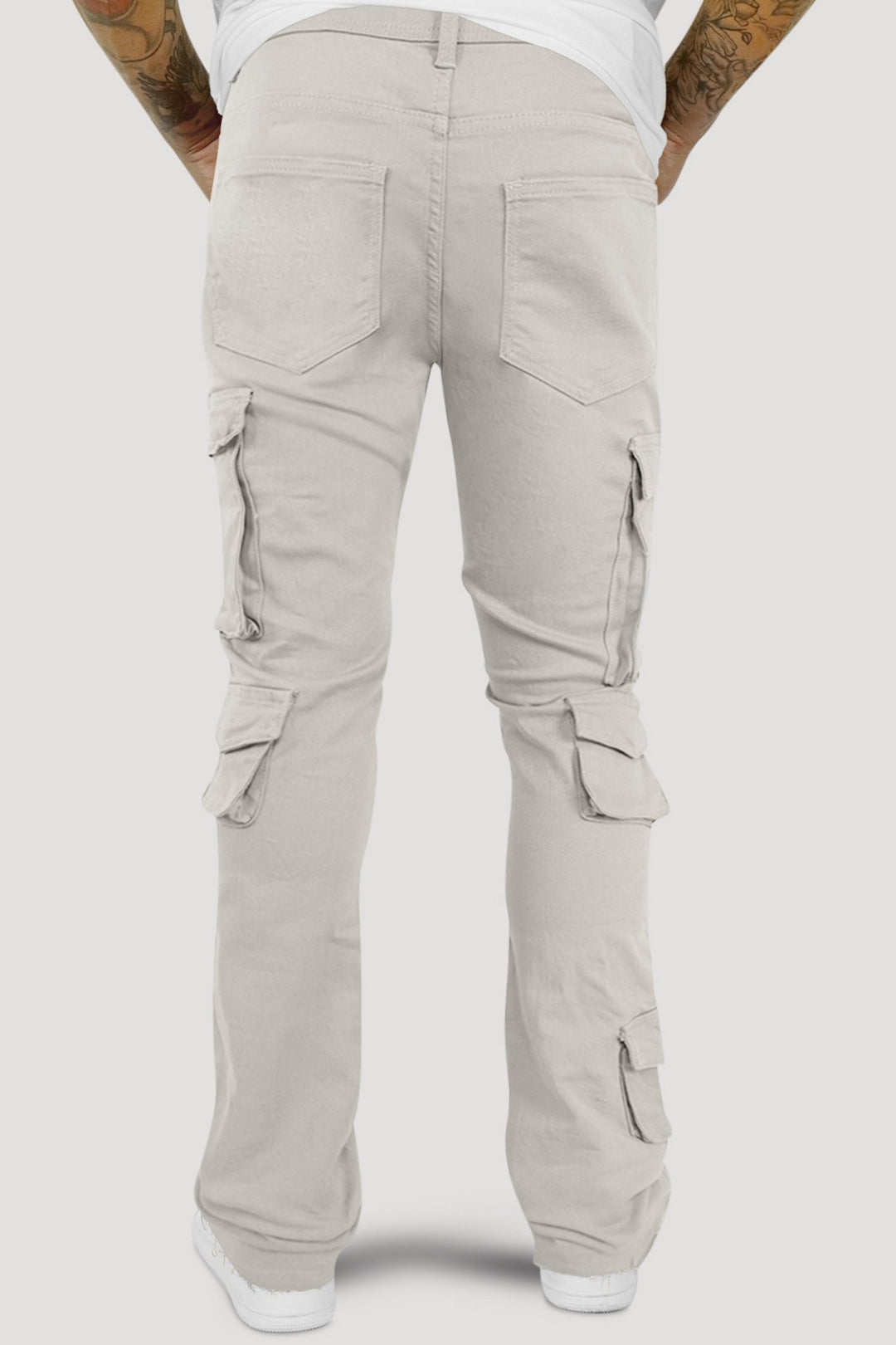 Vortex Cargo Stacked Denim (Grey) - Zamage