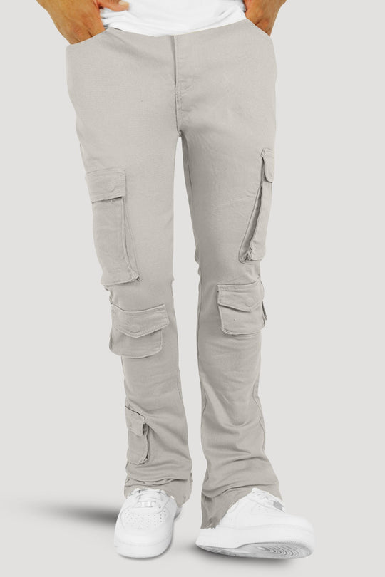 Vortex Cargo Stacked Denim (Grey) - Zamage