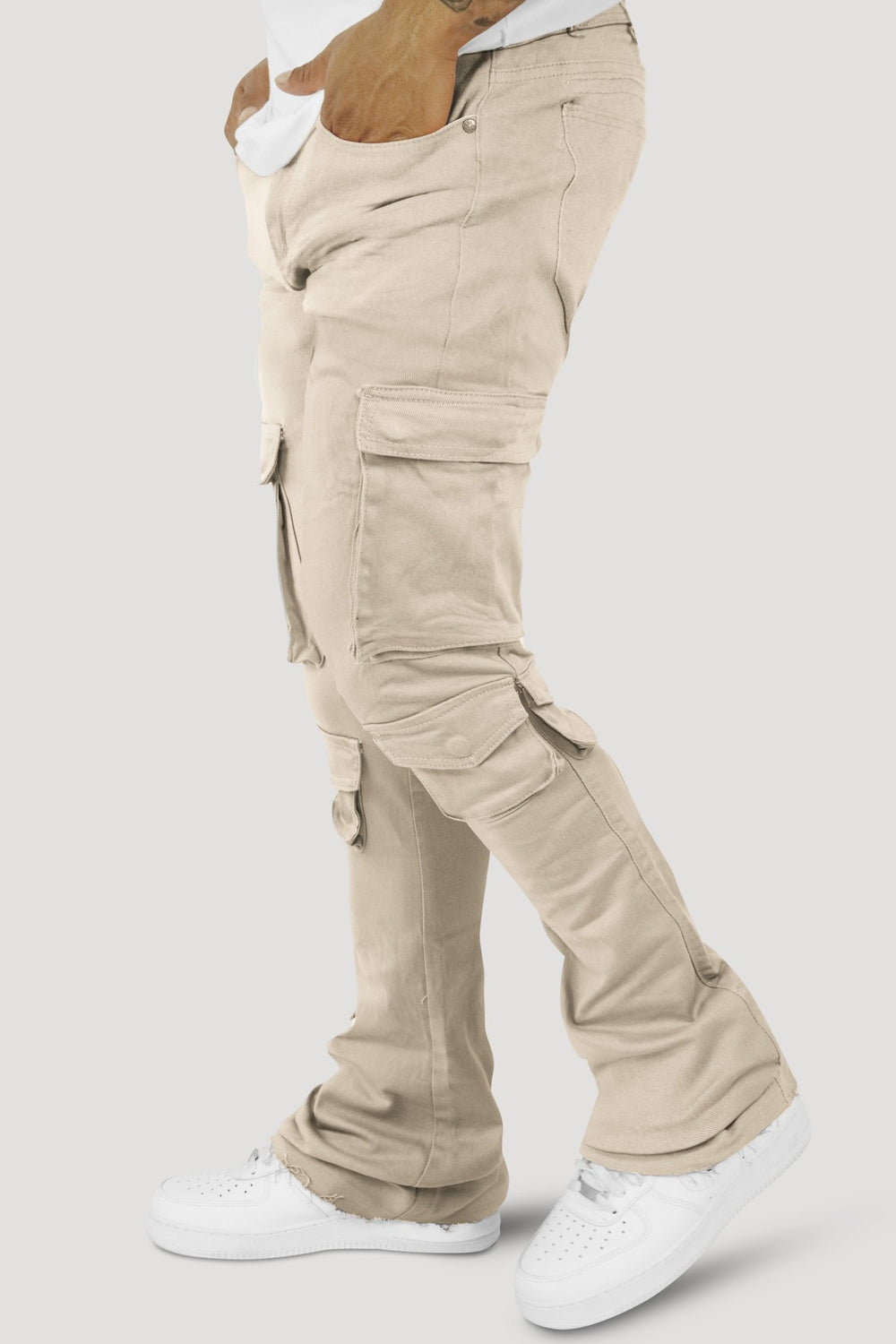 Vortex Cargo Stacked Denim (Grey) - Zamage