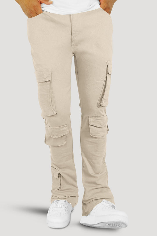 Vortex Cargo Stacked Denim (Grey) - Zamage
