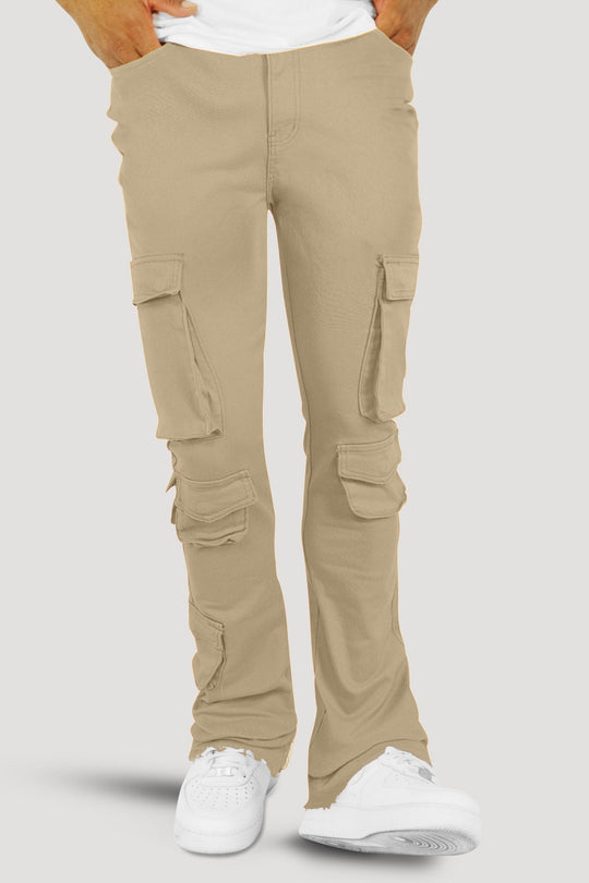 Vortex Cargo Stacked Denim (Khaki) - Zamage