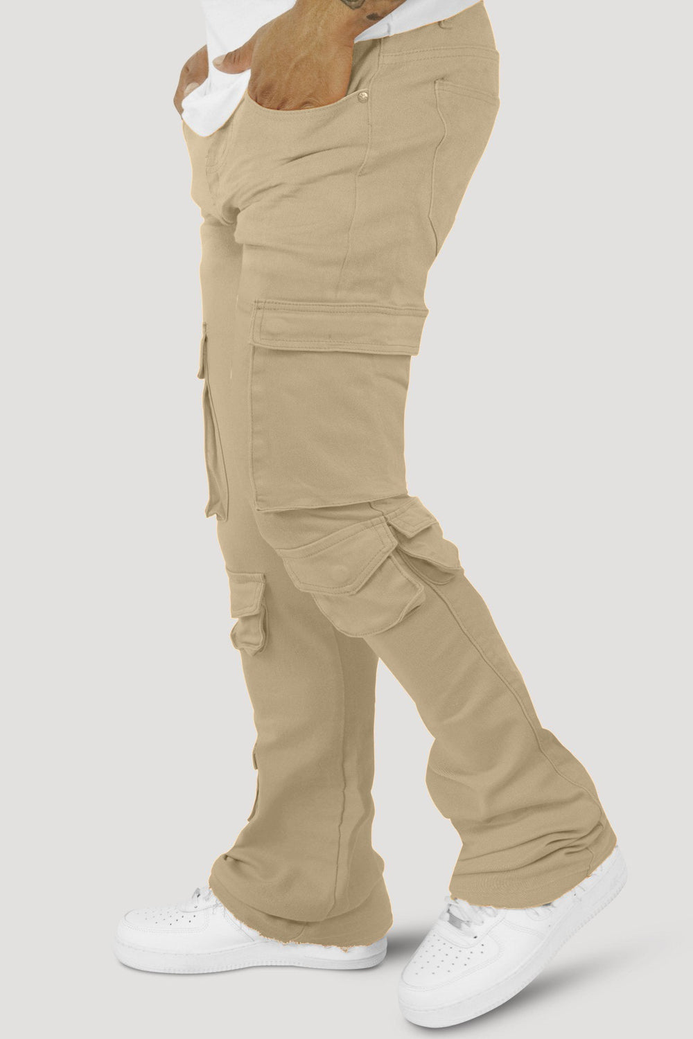 Vortex Cargo Stacked Denim (Khaki) - Zamage
