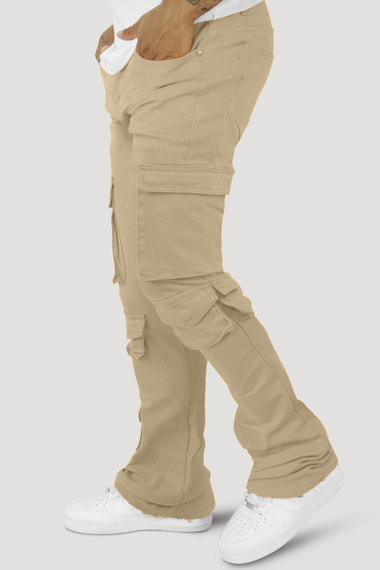 Vortex Cargo Stacked Denim (Khaki) - Zamage