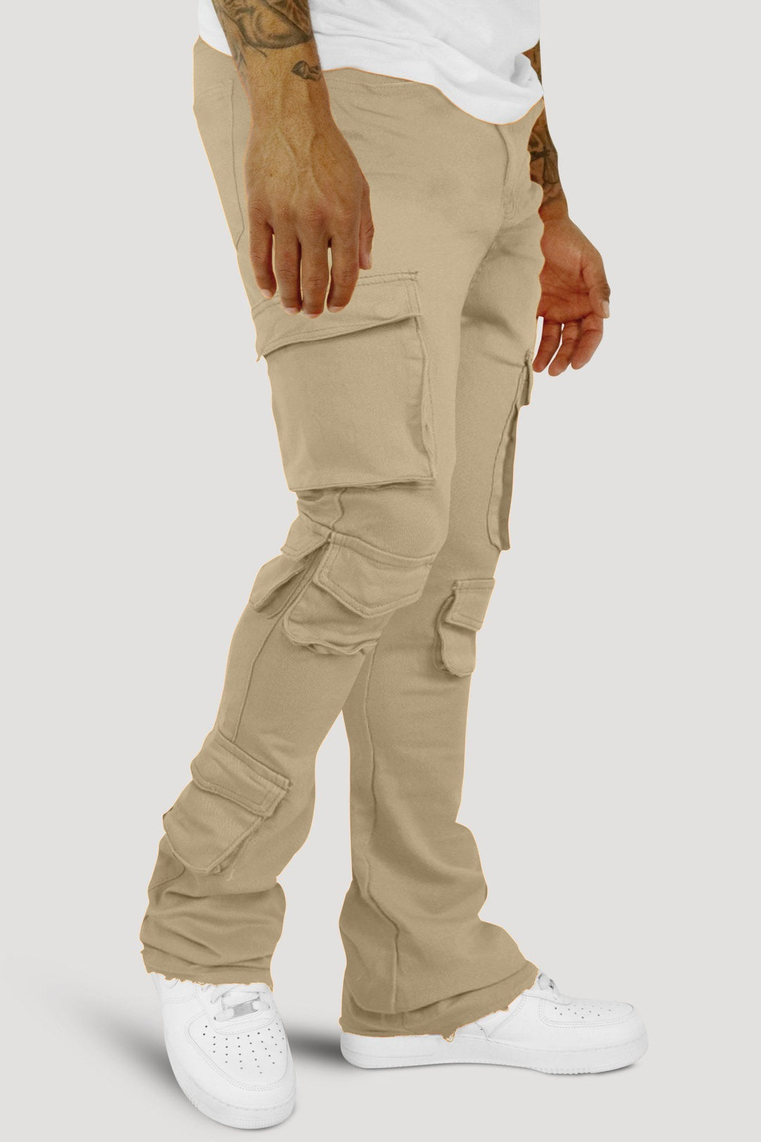 Vortex Cargo Stacked Denim (Khaki) - Zamage