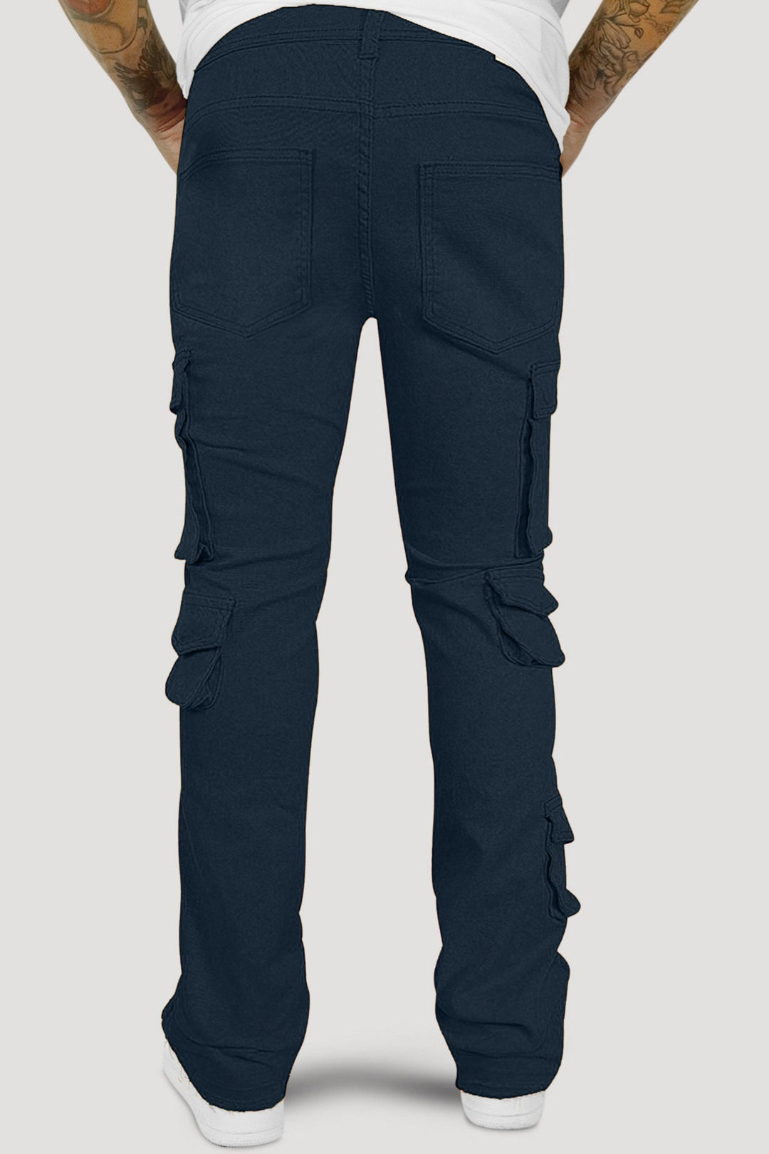 Vortex Cargo Stacked Denim (Navy) - Zamage