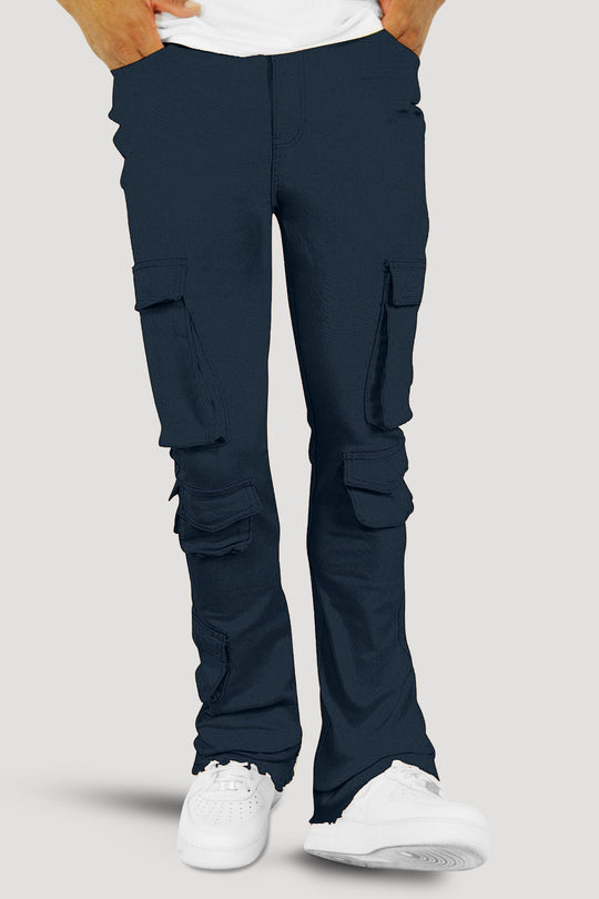 Vortex Cargo Stacked Denim (Navy) - Zamage