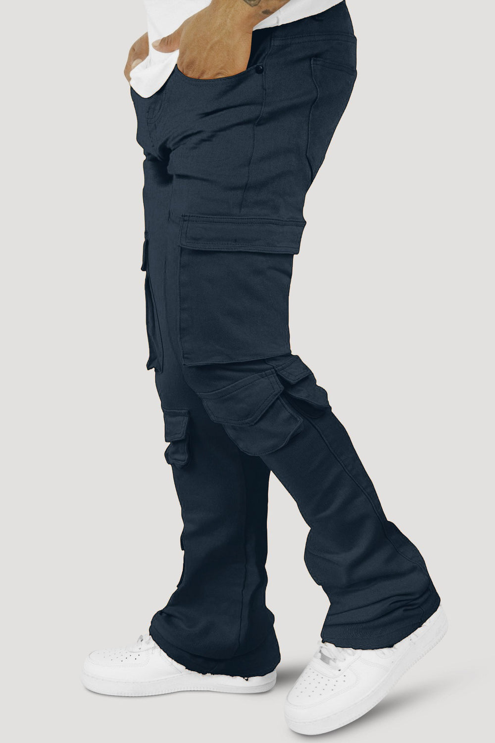 Vortex Cargo Stacked Denim (Navy) - Zamage