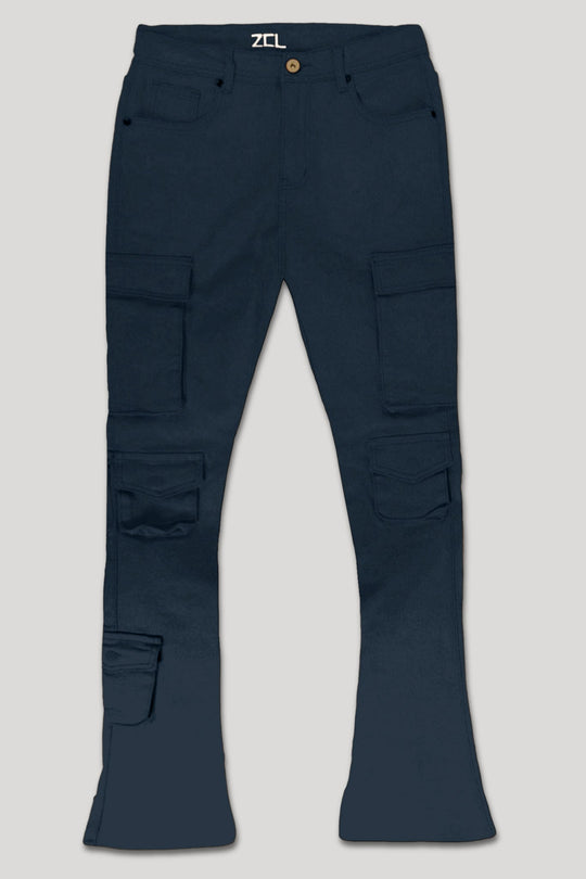 Vortex Cargo Stacked Denim (Navy) - Zamage
