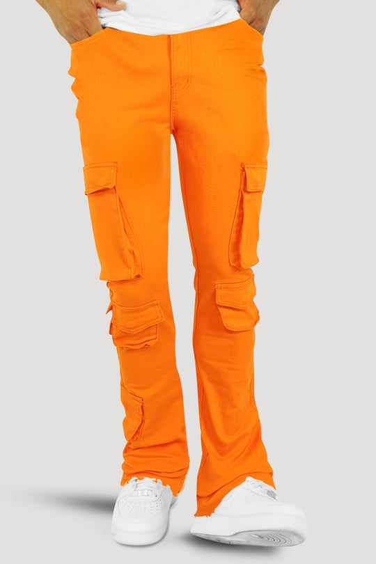 Vortex Cargo Stacked Denim (Orange) - Zamage