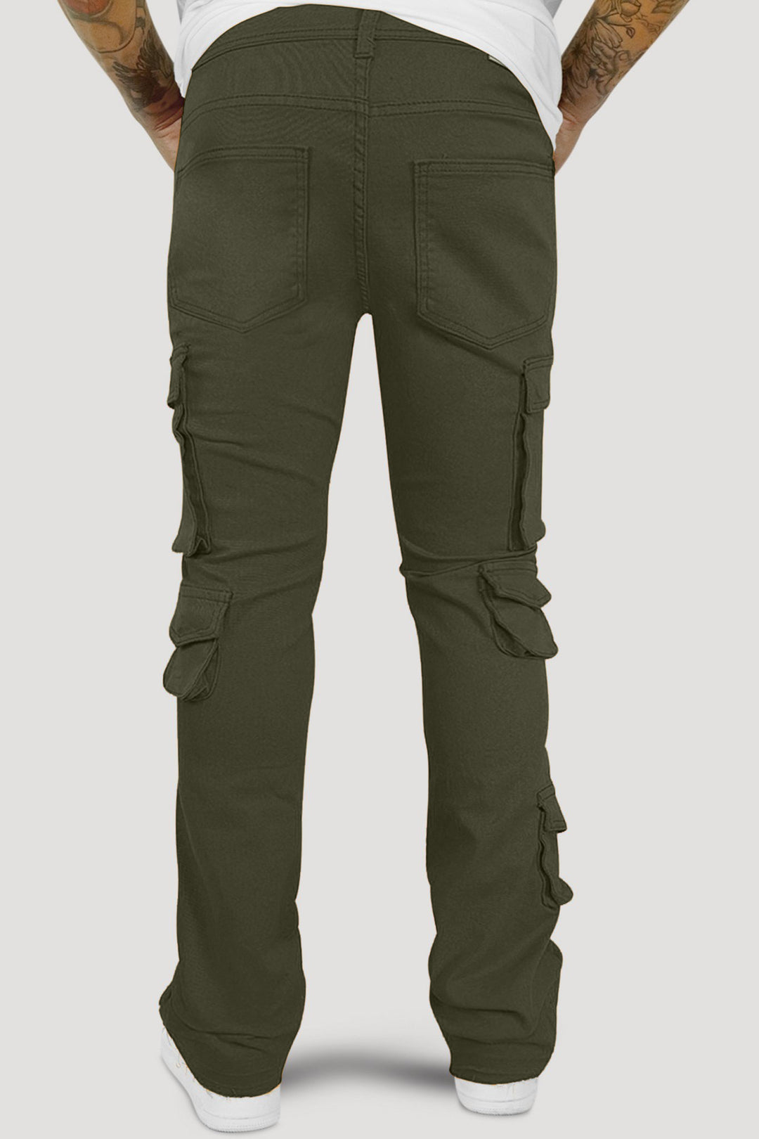 Vortex Cargo Stacked Denim (Olive) - Zamage
