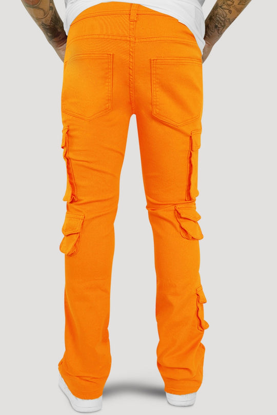 Vortex Cargo Stacked Denim (Orange) - Zamage