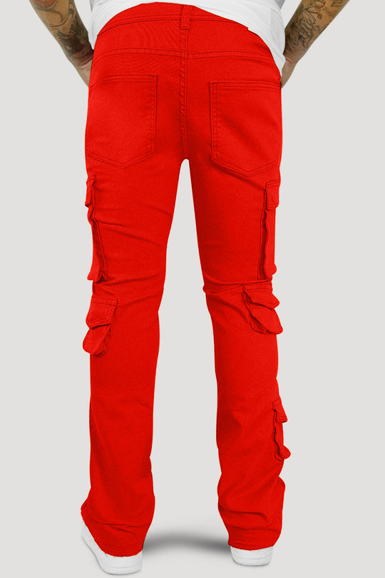 Vortex Cargo Stacked Denim (Red)