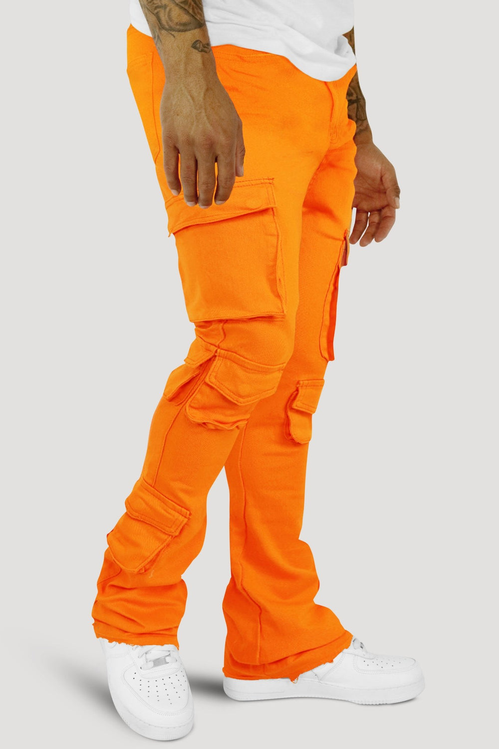 Vortex Cargo Stacked Denim (Orange) - Zamage