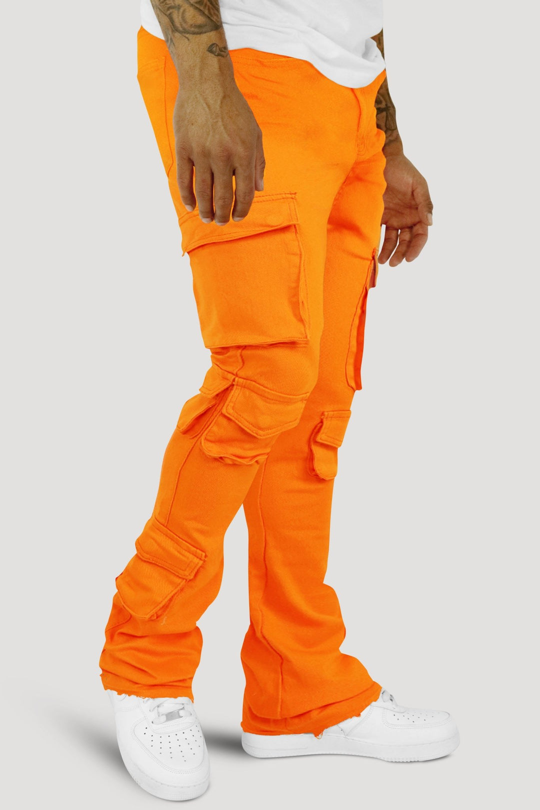 Vortex Cargo Stacked Denim (Orange) - Zamage
