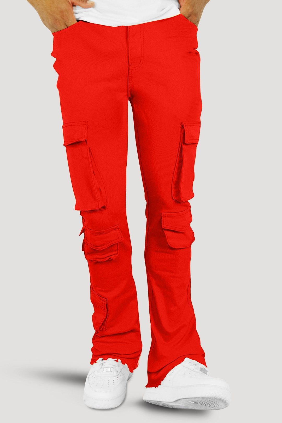 Vortex Cargo Stacked Denim (Red) - Zamage
