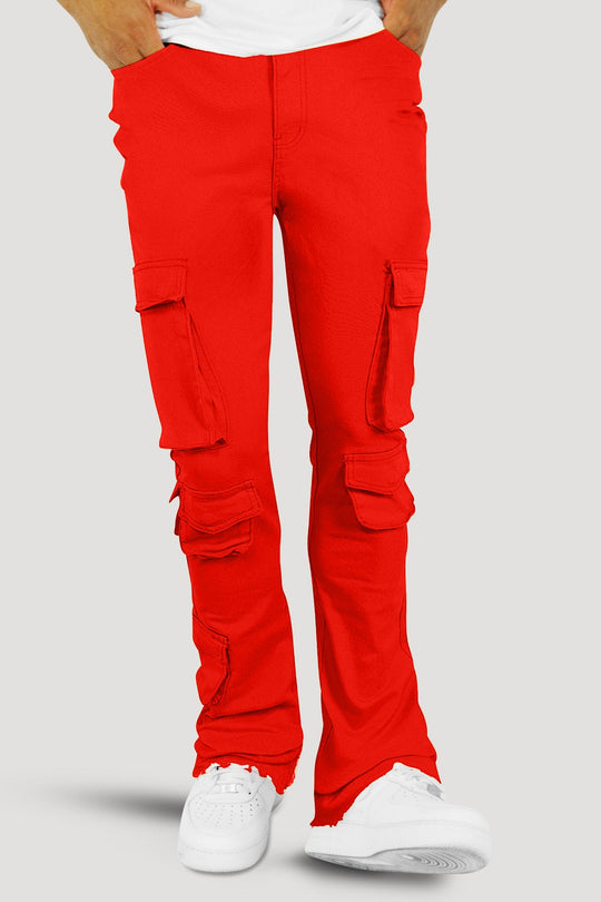 Vortex Cargo Stacked Denim (Red) - Zamage