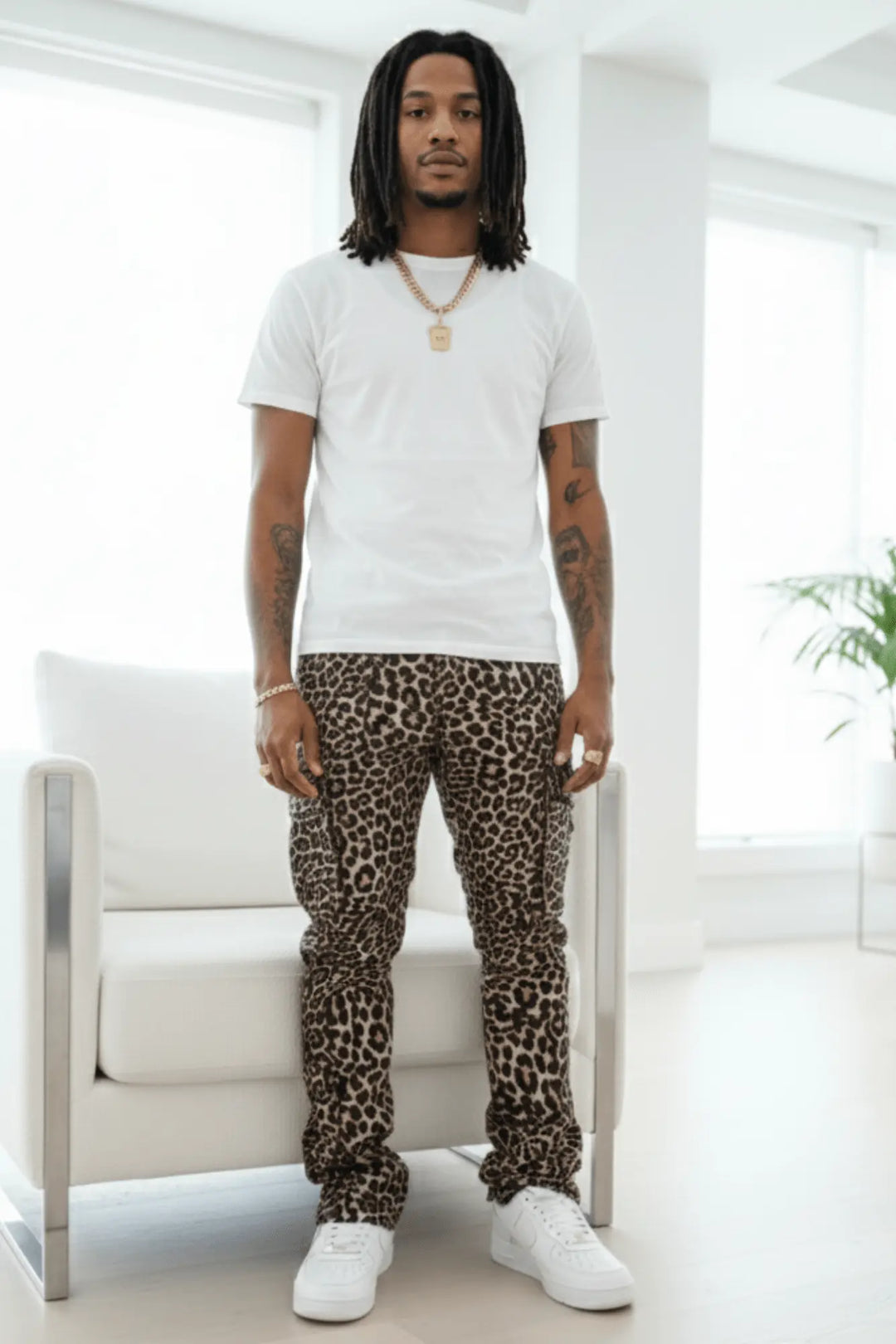 Vortex Leopard Cargo Stacked Denim (Black) - Zamage Vortex Leopard Cargo Stacked Denim (Black) - Zamage