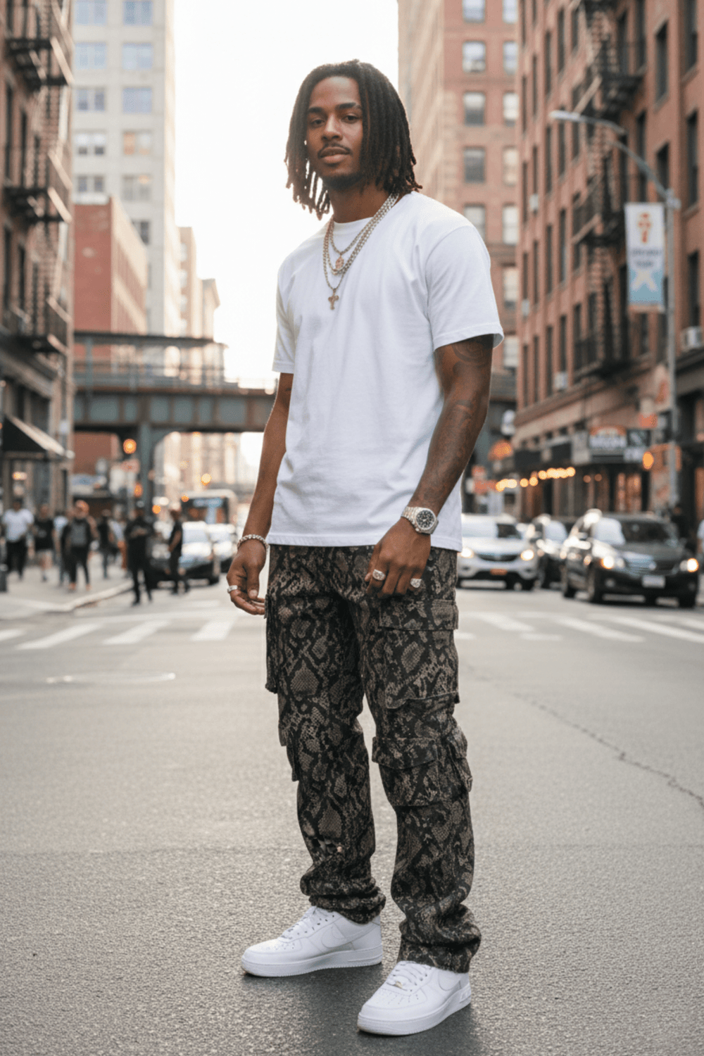 Vortex Reptile Cargo Stacked Denim (Brown) - Zamage