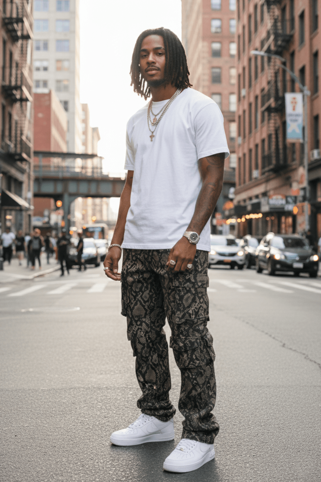 Vortex Reptile Cargo Stacked Denim (Brown) - Zamage