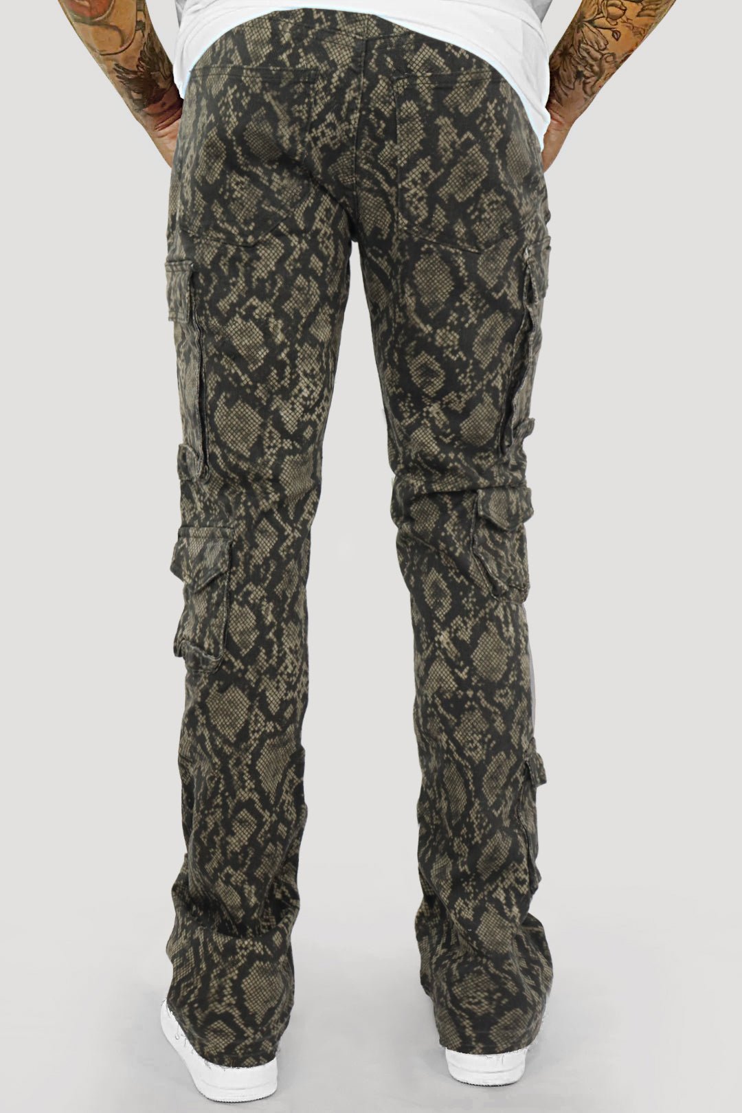 Vortex Reptile Cargo Stacked Denim (Brown) - Zamage