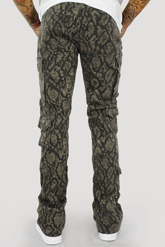 Vortex Reptile Cargo Stacked Denim (Brown) - Zamage