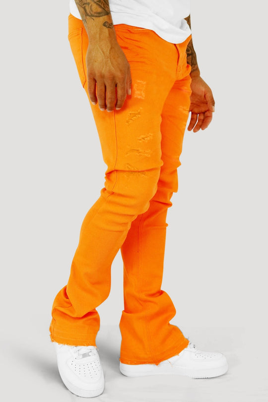 Vortex Ripped Stacked Denim (Orange) - Zamage