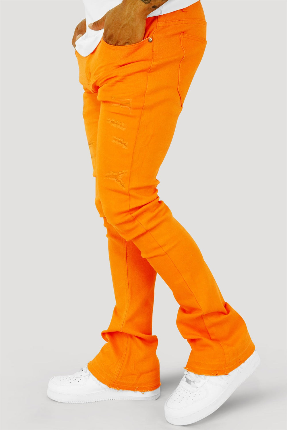 Vortex Ripped Stacked Denim (Orange) - Zamage