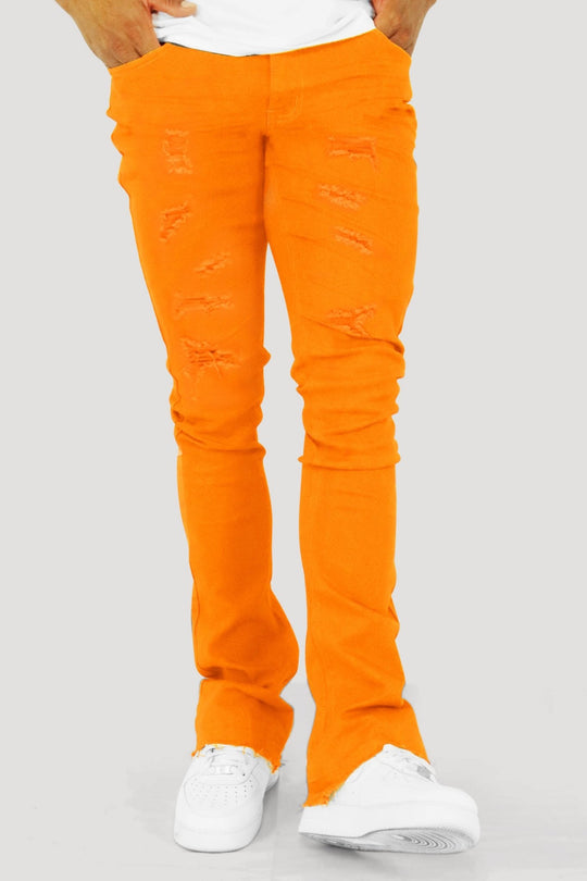 Vortex Ripped Stacked Denim (Orange) - Zamage