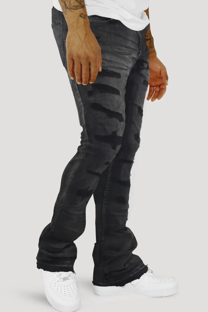 Vortex Stacked Denim (Black Bleach Wash) - Zamage