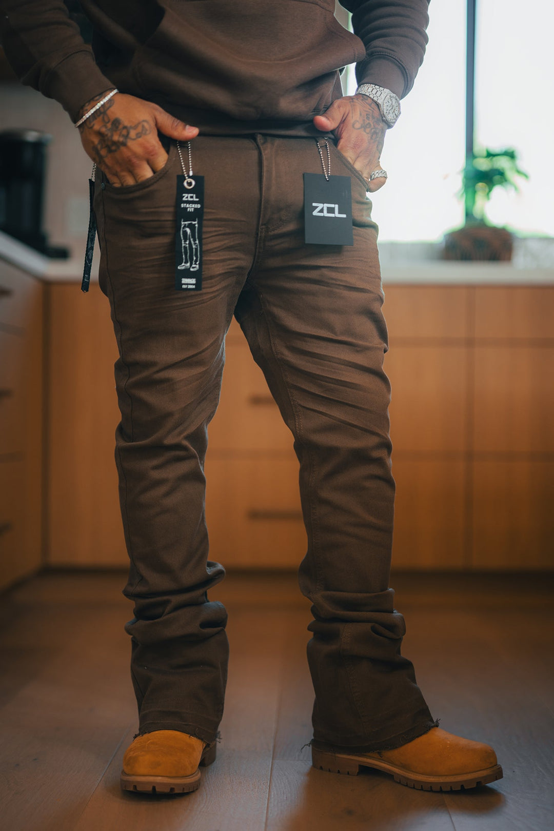 Vortex Stacked Denim (Brown) - Zamage