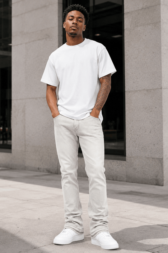 Vortex Stacked Denim (Grey Bleach Wash) - Zamage