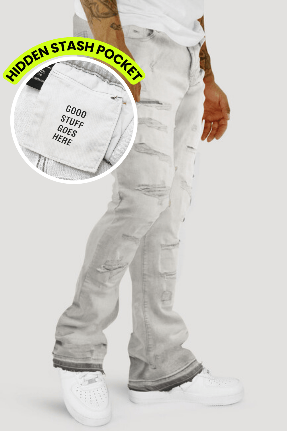 Vortex Stacked Denim (Grey Bleach Wash) - Zamage