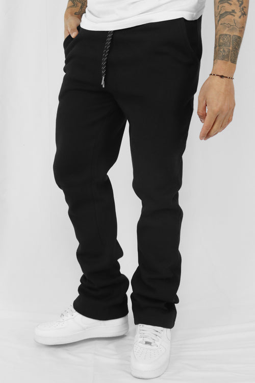 Essential Fleece Stacked Fit Pant (Black) (MS-23708) - Zamage