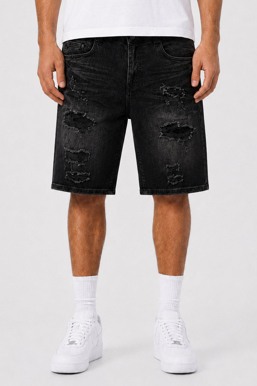 Torn Revival Shorts (Black Wash) (M7615D)
