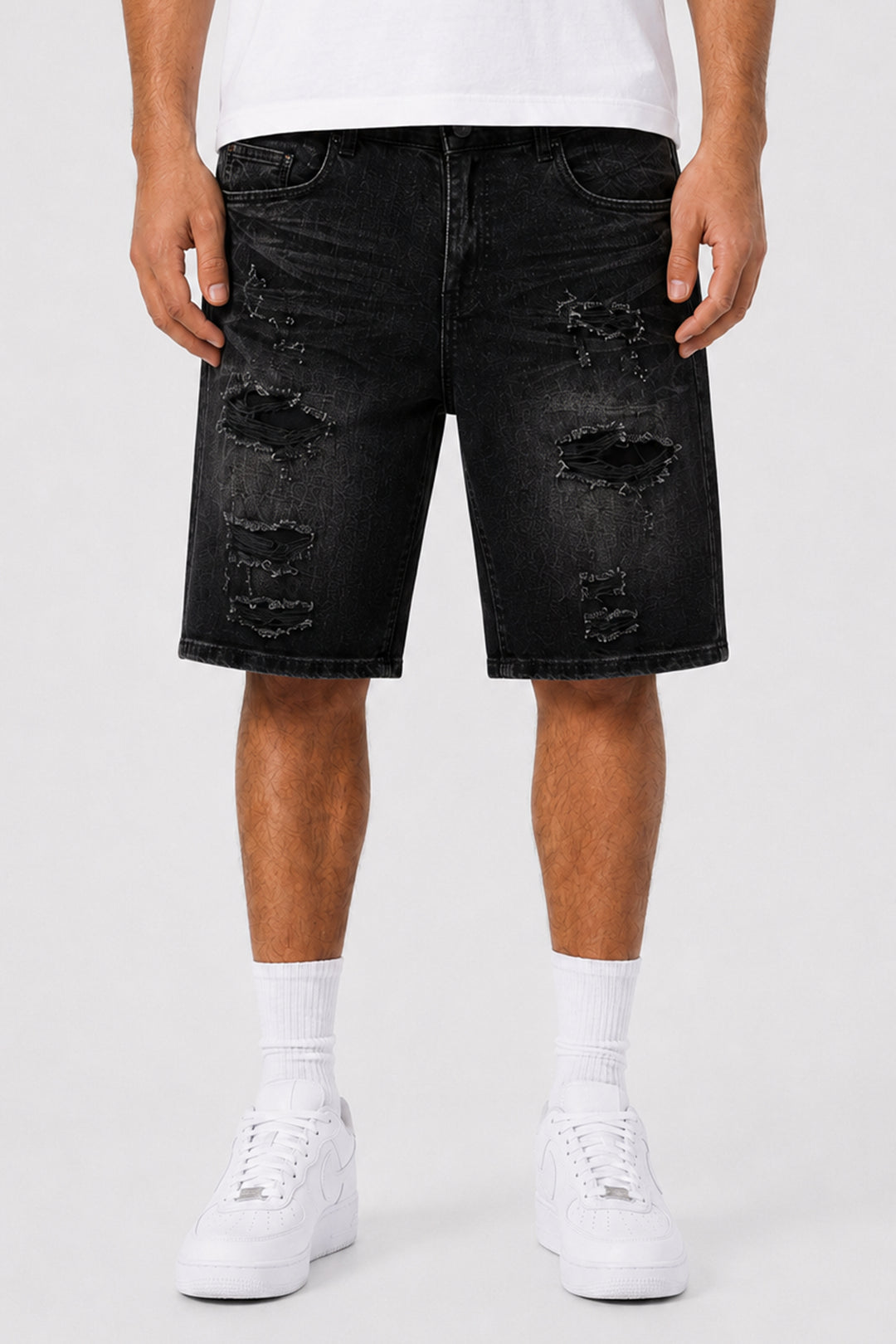 Torn Revival Shorts (Black Wash) (M7615D)