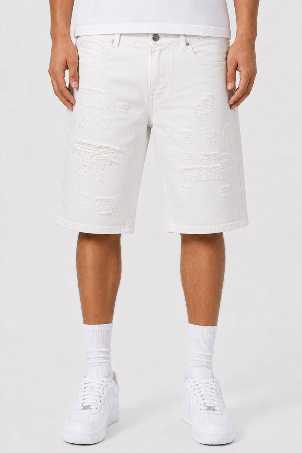 Torn Revival Shorts (White) (M7615T)