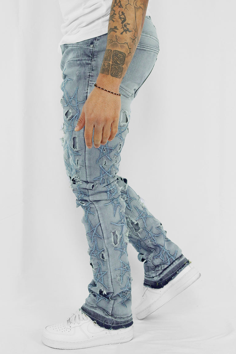 Stars On The Stacked Denim (Blue Wash)