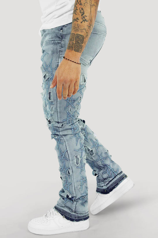 Stars On The Stacked Denim (Blue Wash)