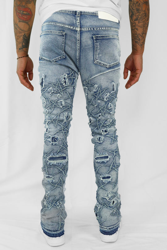 Stars On The Stacked Denim (Blue Wash)