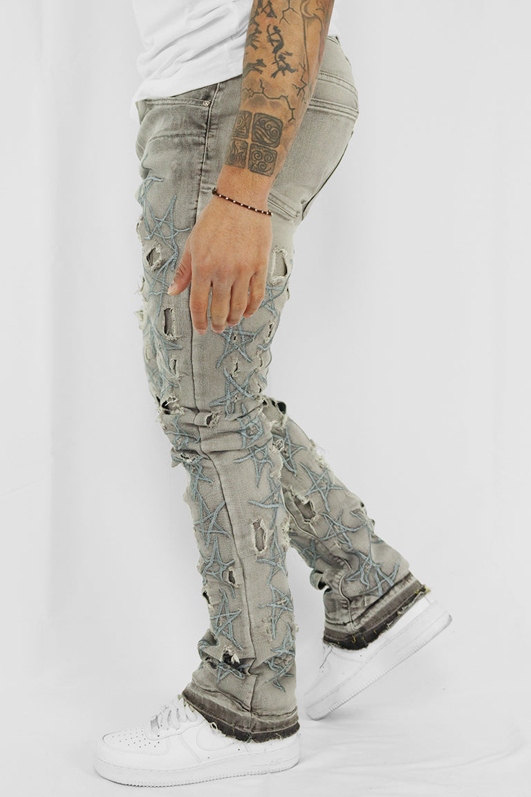 Stars On The Stacked Denim (Grey Wash) - Zamage