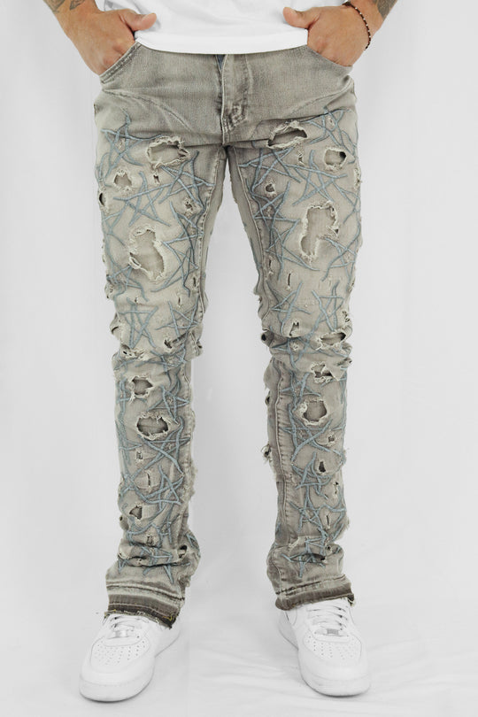 Stars On The Stacked Denim (Grey Wash) - Zamage